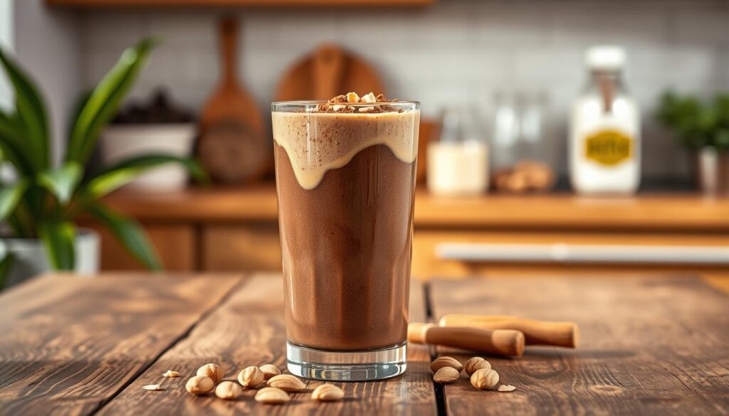 Chocolate Peanut Butter Keto Smoothie Sugar-Free Option Chocolate Peanut Butter Keto Smoothie Sugar-Free Option